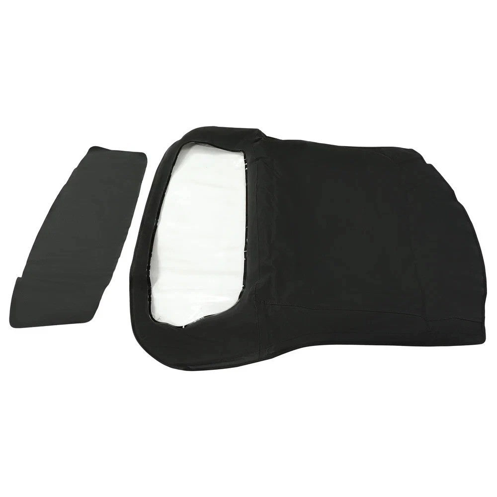 For Fiat 124 1966-1979 Black Sailcloth Vinyl Convertible Soft Top w/Plastic