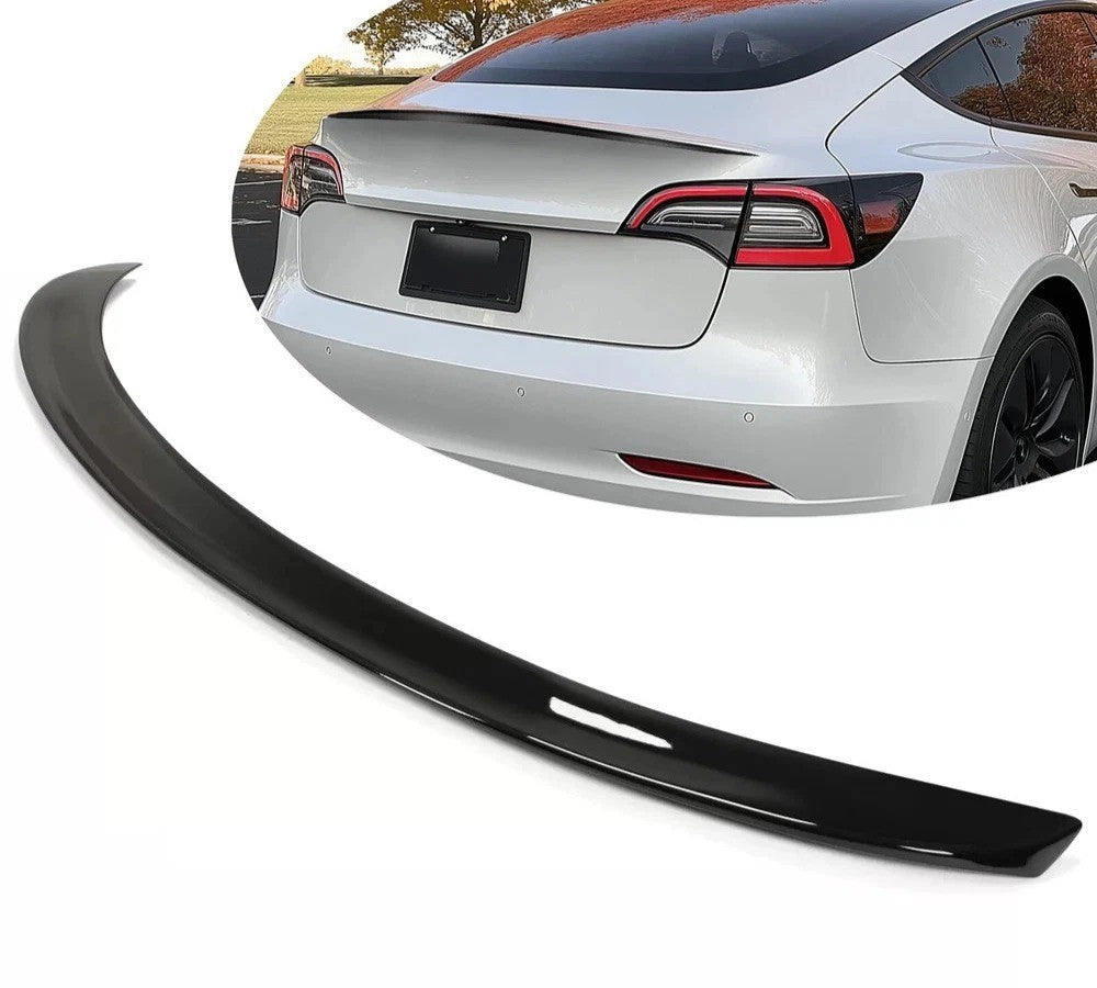 HECASA For 2017-2023 Tesla Model 3 Rear Trunk Lip Spoiler Wing - Gloss Black