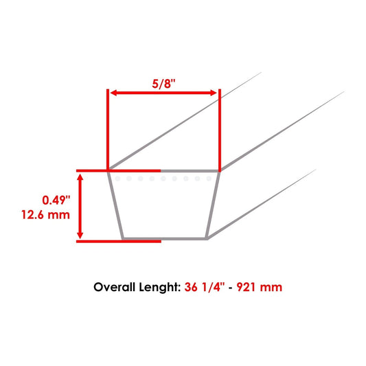 36 1/4" x 5/8" Drive V-Belt For MTD 247.270170 247.270250 247.270251 13A-325-401