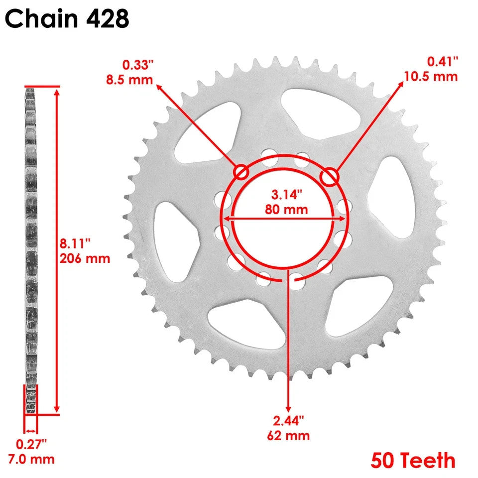 Drive Chain & Sprockets Kit for Yamaha TW200 Trailway 200 1987-1994