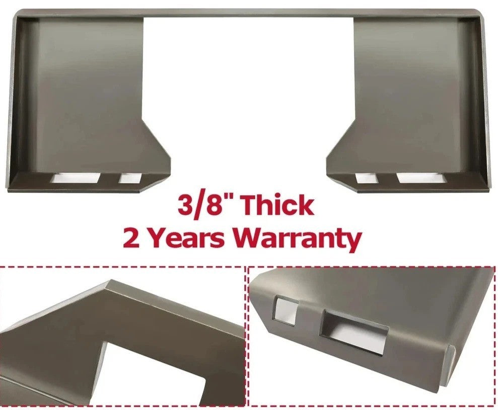 HD 3/8" Quick Tach Attachment Cut-Out Mount Plate Skid Steer Adapter For Bobcat