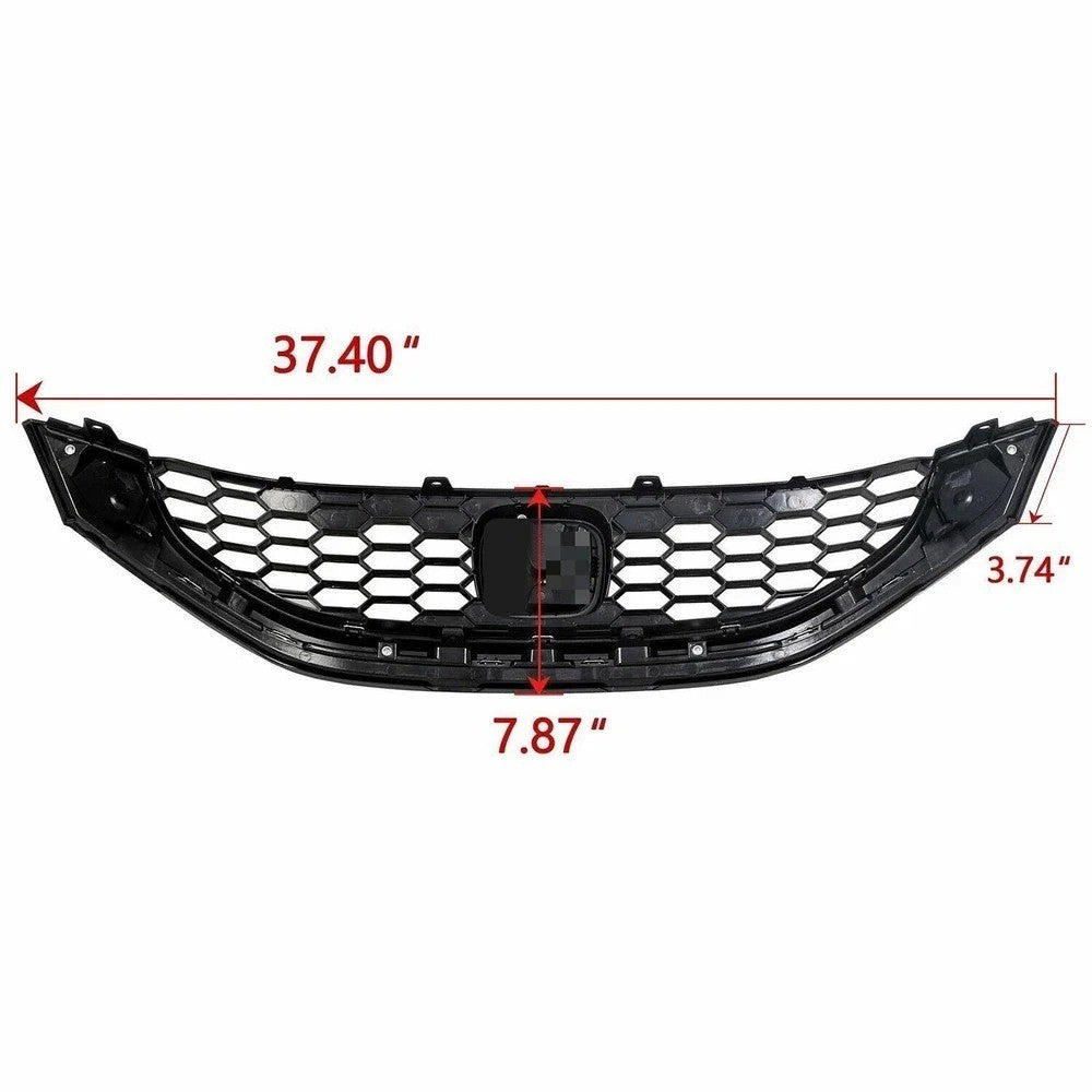 For Honda Civic Sedan 2013-2015 Front Bumper Upper Grille Grill W/Chrome Trim