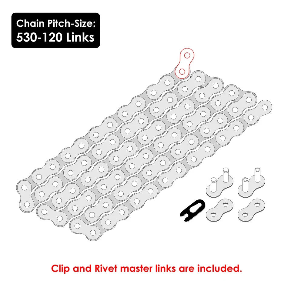 530 x 120 Links Motorcycle ATV Drive Chain 530-Pitch 120-Links