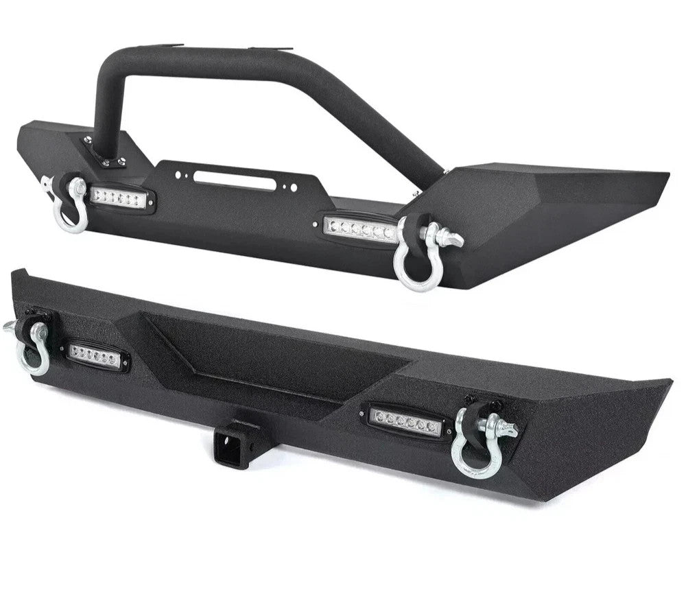 For 1987-2006 Jeep Wrangler TJ YJ Powder Coated Front & Rear Bumper w/ D-Rings