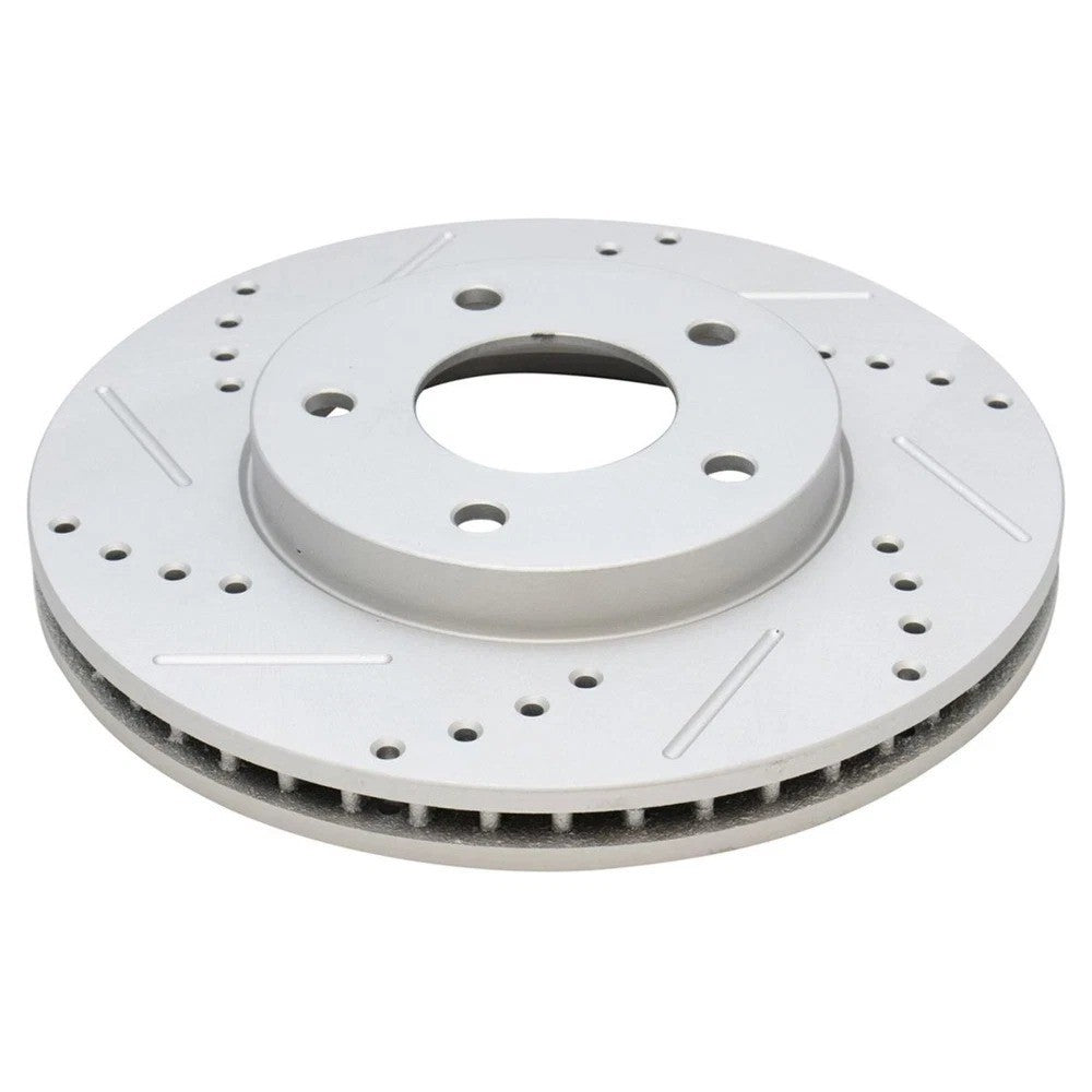 Ceramic Brake Pad & Drilled Slotted Zinc Coated Rotor Front & Rear Kit
