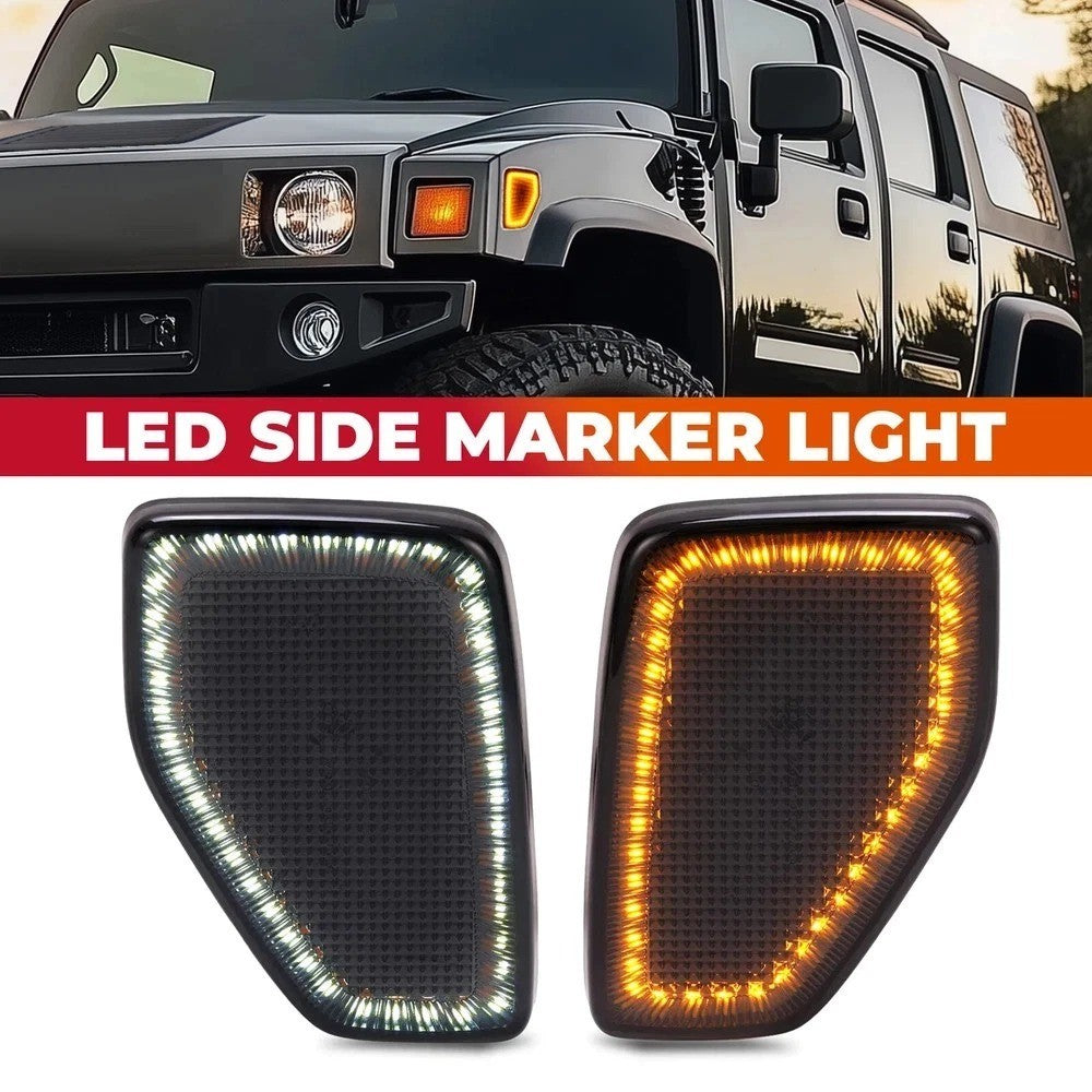 Smoke LED Front Fender Lamps Side Marker Lights For Hummer H3 05/06-10&H3T 09-10