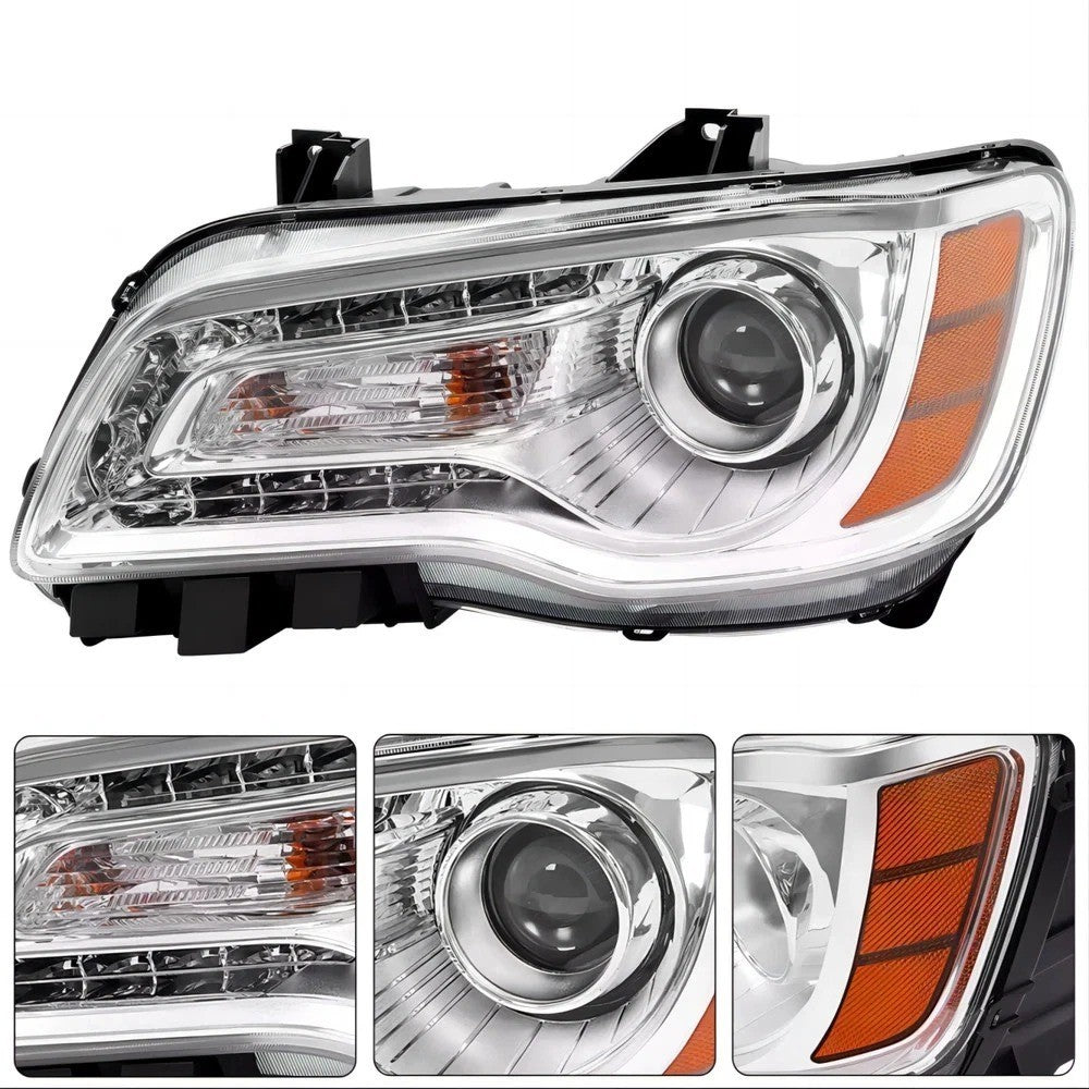 Chrome Clear Headlight Left For Chrysler 300 2011-2014 2015-2023 Headlamp LED