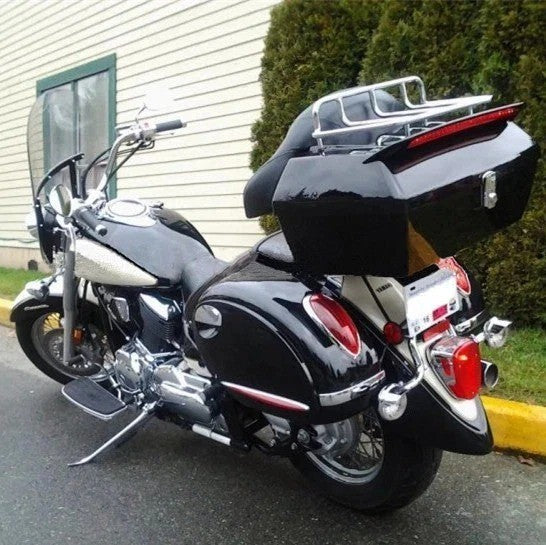 Motorcycle Trunk Tour Tail Box w/ Tail Light & Top Luggage Rack For Honda Harley
