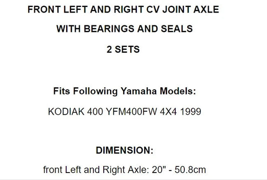 Front Left & Right CV Joint Axle For Yamaha Big Bear 400 YFM400F 4X4 2000-2001