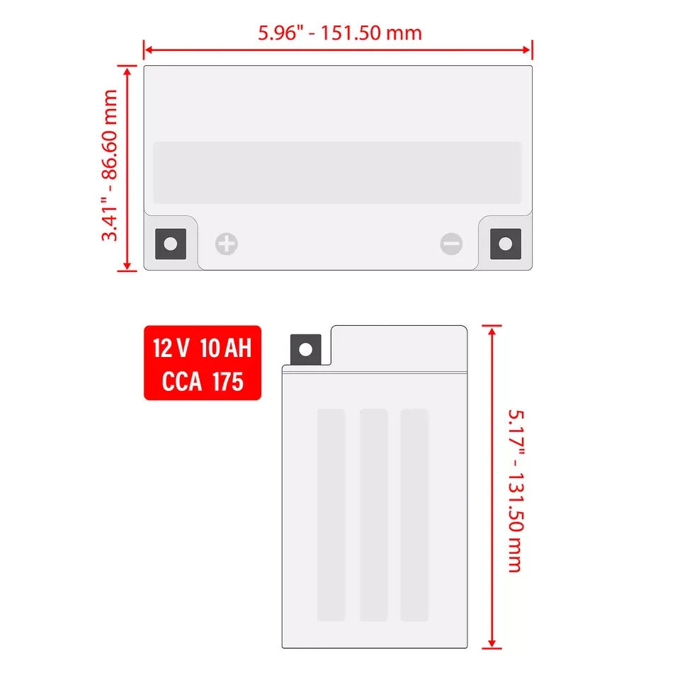 Caltric AGM Battery for Polaris RZR 170 2009 2010 2011 2012 2013 2014 2015-2020