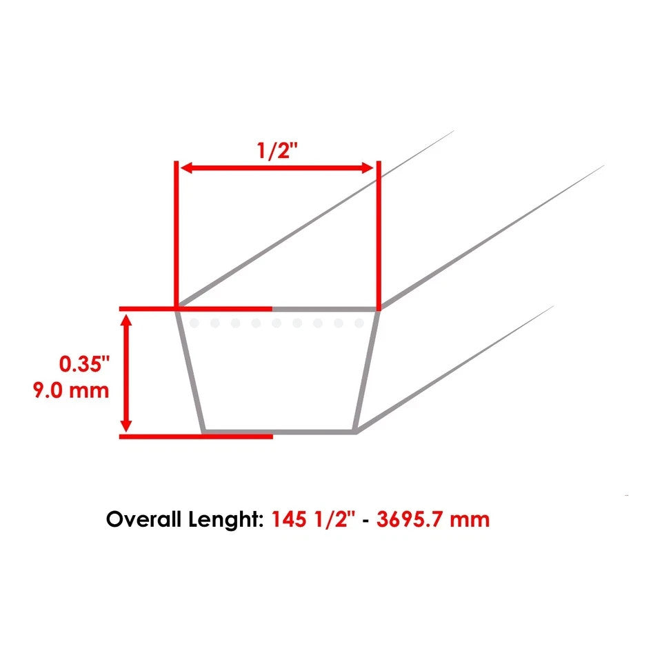 1/2" X 144.5" Belt for Ariens / Gravely Deck Belt 07200023