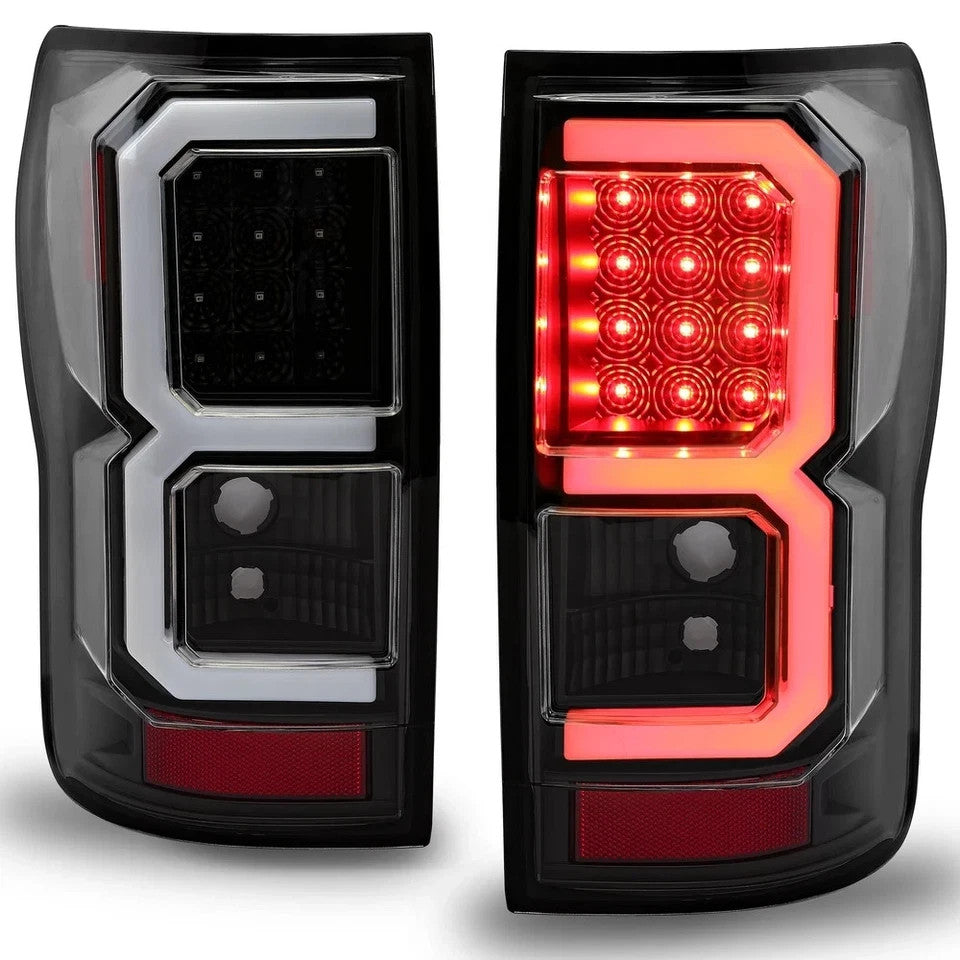 For Toyota Tundra  2007-2013  Dual C-Shape Tube Full LED Brake Black Tail Lights