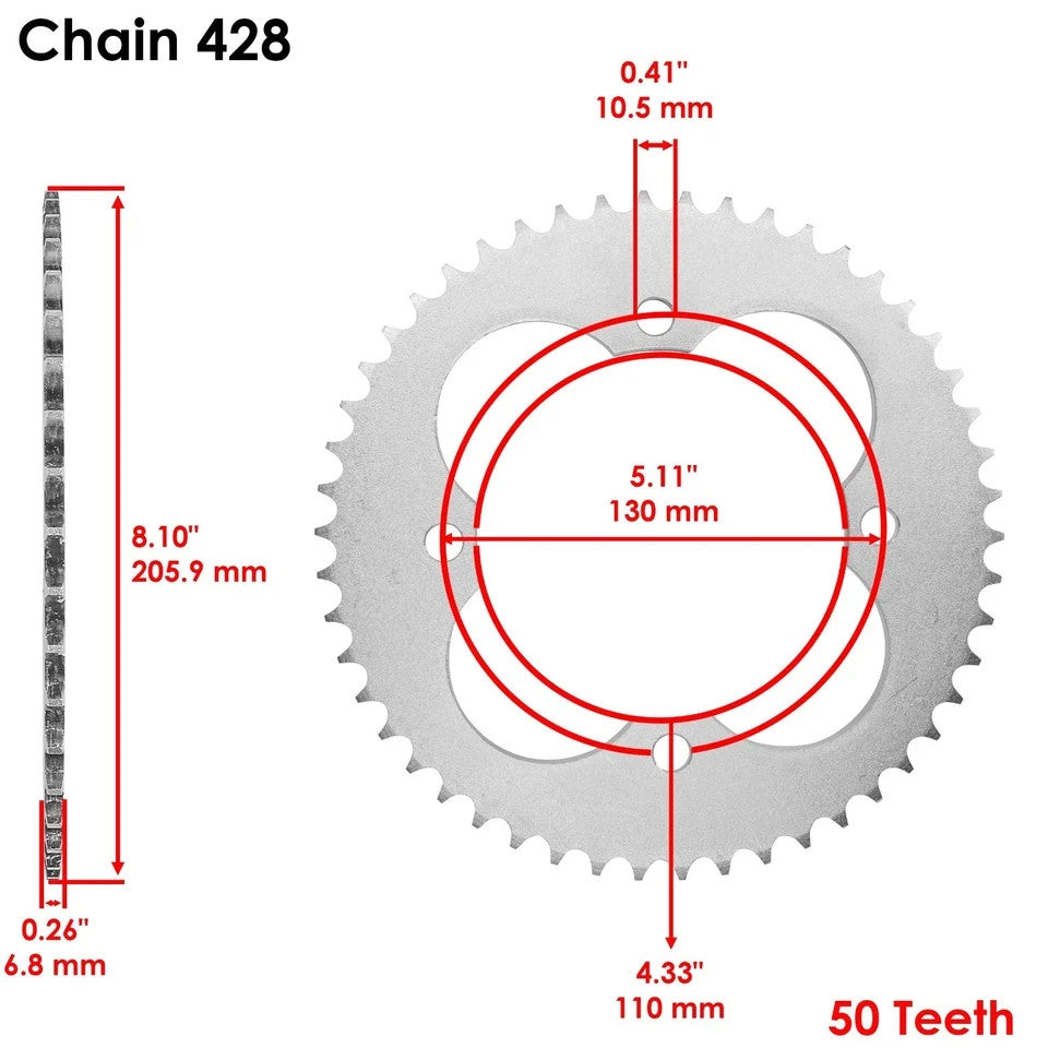Drive Chain & Sprockets Kit for Honda TRX90 TRX90EX TRX90X 2X4 1993-2017