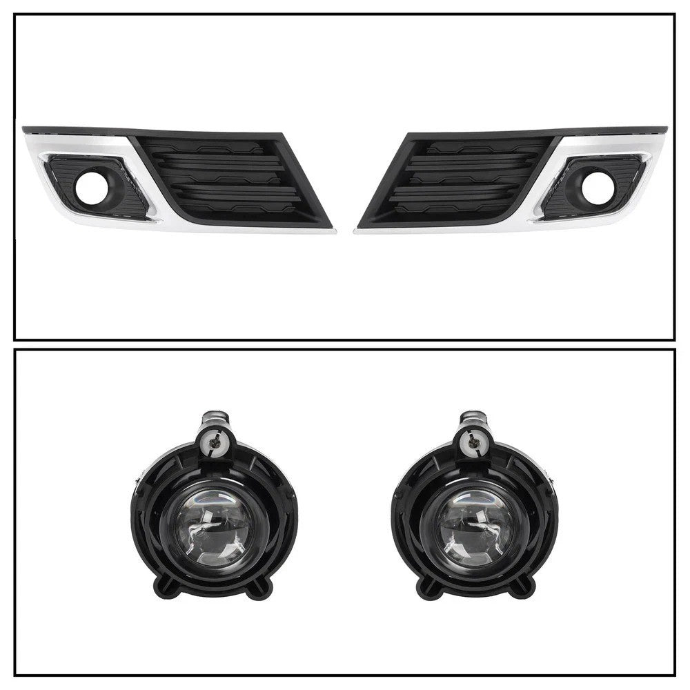 HECASA Pair Front Fog Lights w/ Bezel Trim For Chevrolet Traverse 13-17 20988620