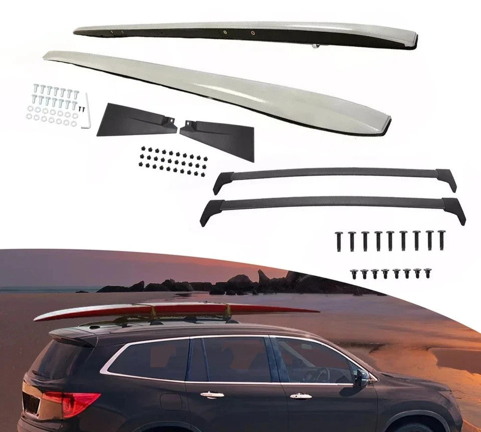 4Pcs Roof Rack Side Rail + Cross Bar Luggage Cargo For Honda Pilot 2016-2022