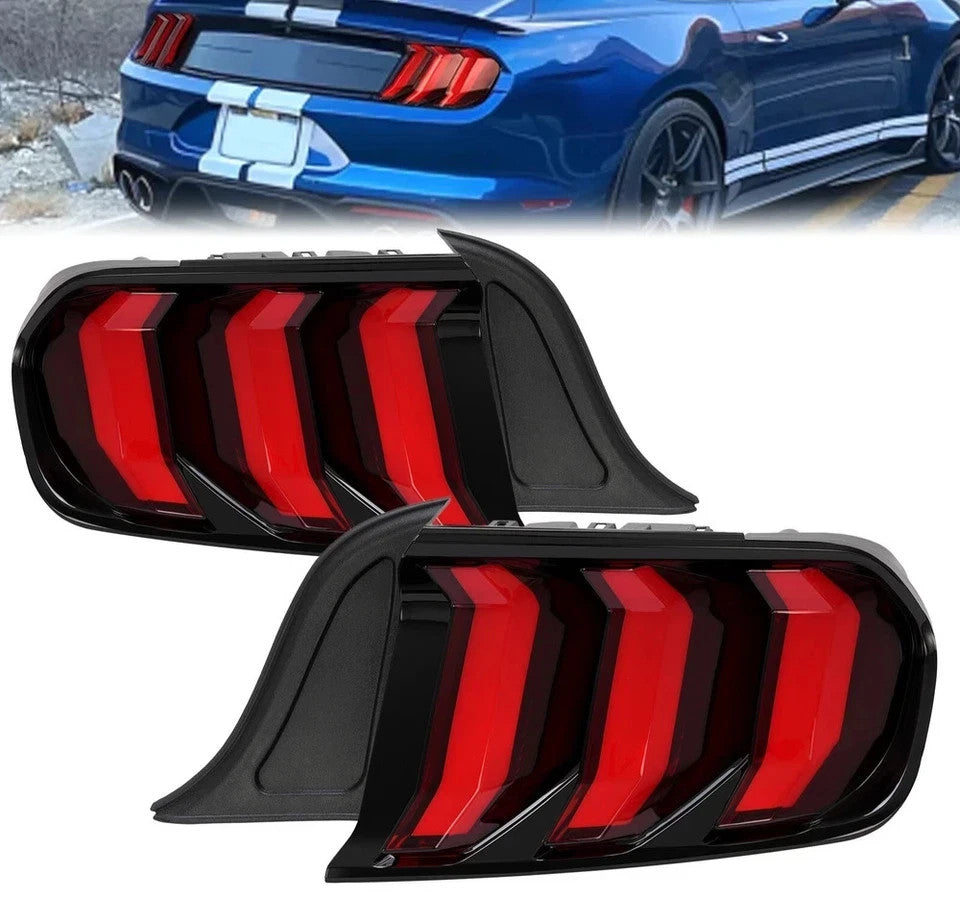 HECASA LED Sequential Tail Lights For Ford Mustang 2015-2023 Brake Lamp Red Lens