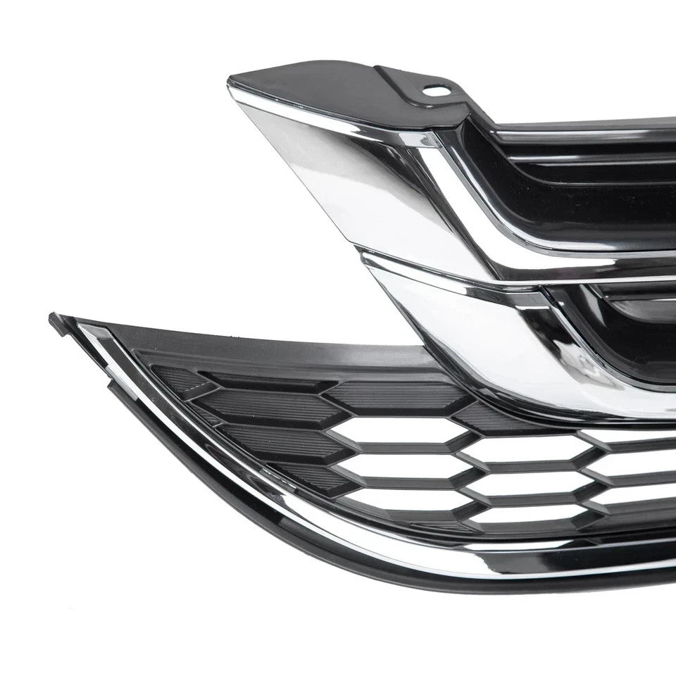 Fits Honda 2010-2011 CRV CR-V Chrome Front Upper & Lower Honeycomb Grill Grille