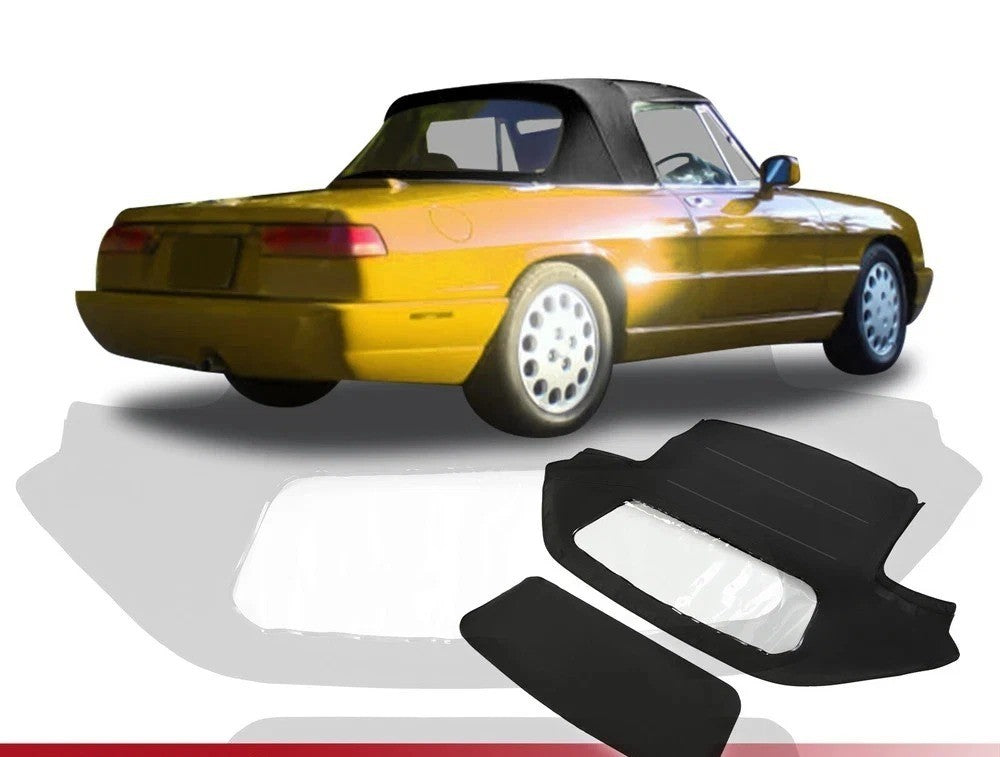 For Alfa Romeo Spider 1971-94 Convertible Soft Top Black Vinyl w/ Plastic Window