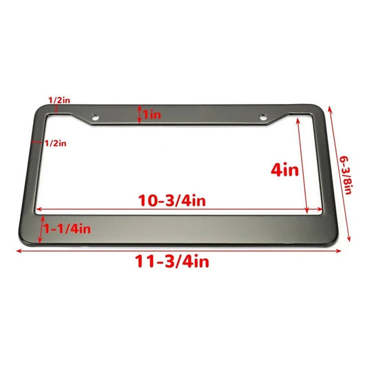 2PCS Stainless Steel Universal Black License Plate Frame Tag Cover Screw Caps