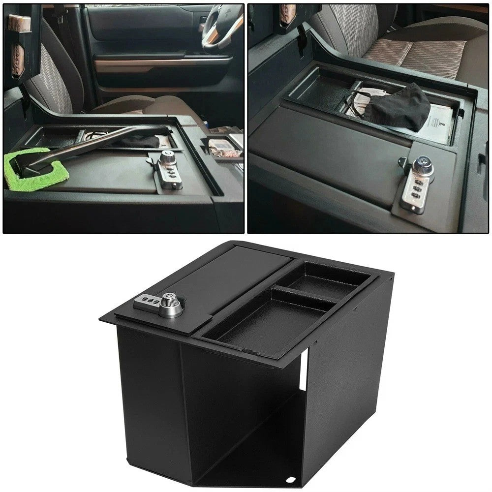 For TOYOTA Tundra 14-2020 2021 Center Console Safe GUN Storage Lock Box W/ TRAY