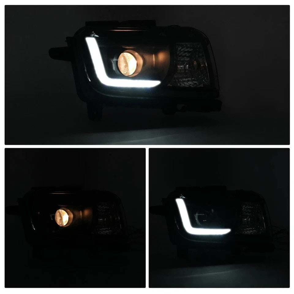 HECASA LED DRL Projector Headlights Lamps For Chevy Camaro 2010-2013 LH&RH Side