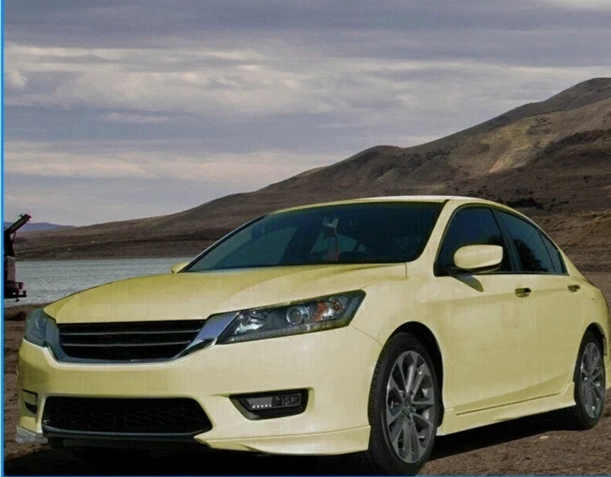 Matte Black Front + Rear Bumper Spoiler Lip For 2013-2015 Honda Accord 4DR HFP