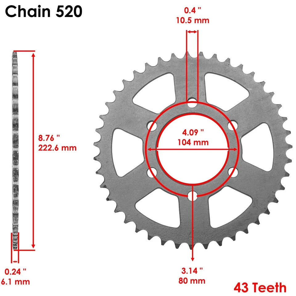 Drive Chain and Sprockets for Kawasaki ZX-6R Ninja ZX600 ZX636 2007-2018 Purple