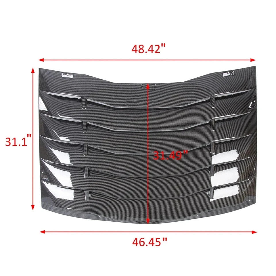 Carbon Fiber Style Rear Window Windshield Louvers For Dodge Charger 2011-2023