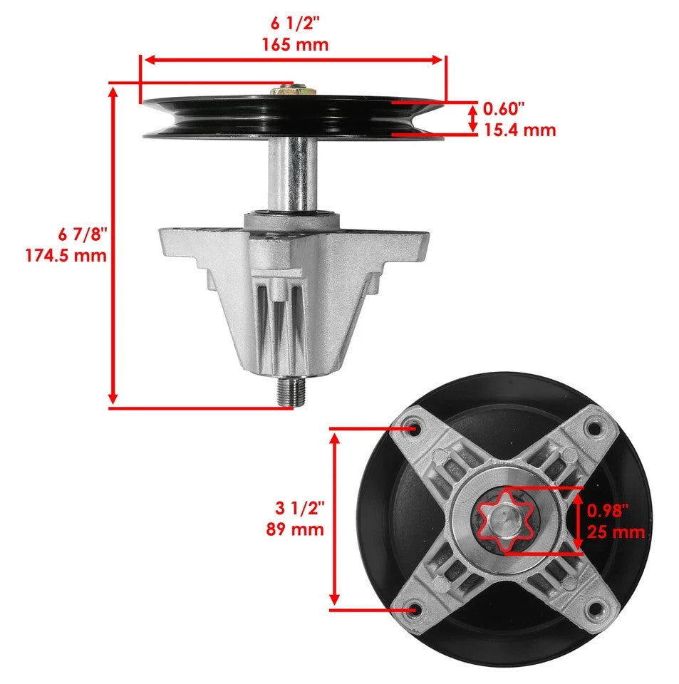 Deck Spindle with Pulley & Blade For Troy Bilt Thoroughbred Horse TB2246 46"