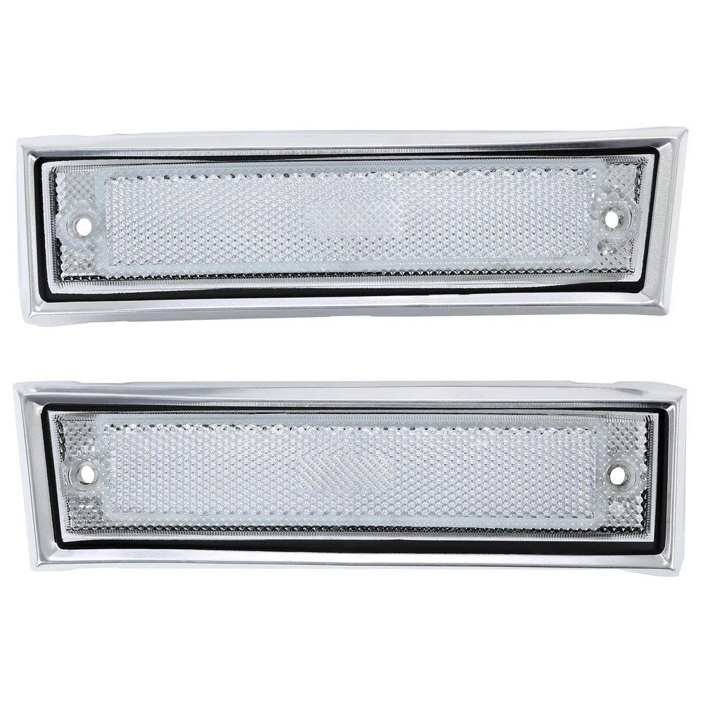Pair Front Signal Side Marker Lights Clear Fit For 81-91 GMC Chevy Pickup Truck