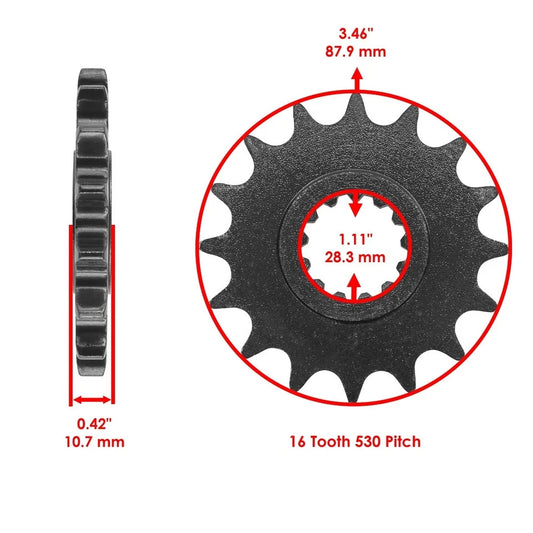 Black Drive Chain And Sprocket Kit for Yamaha YZF-R1 1998-2003 530-Chain Type