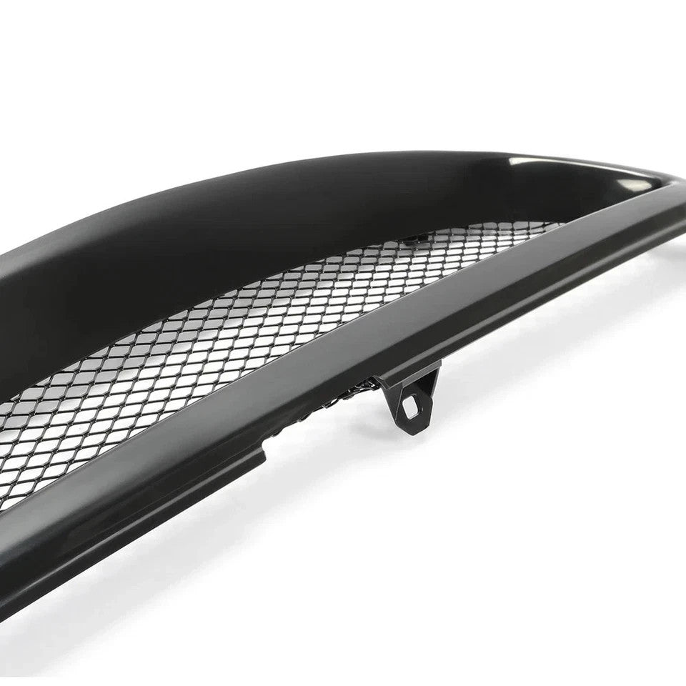 HECASA For 2003-07 Toyota Corolla Mesh ABS Front Grille Glossy Black Metal Hood