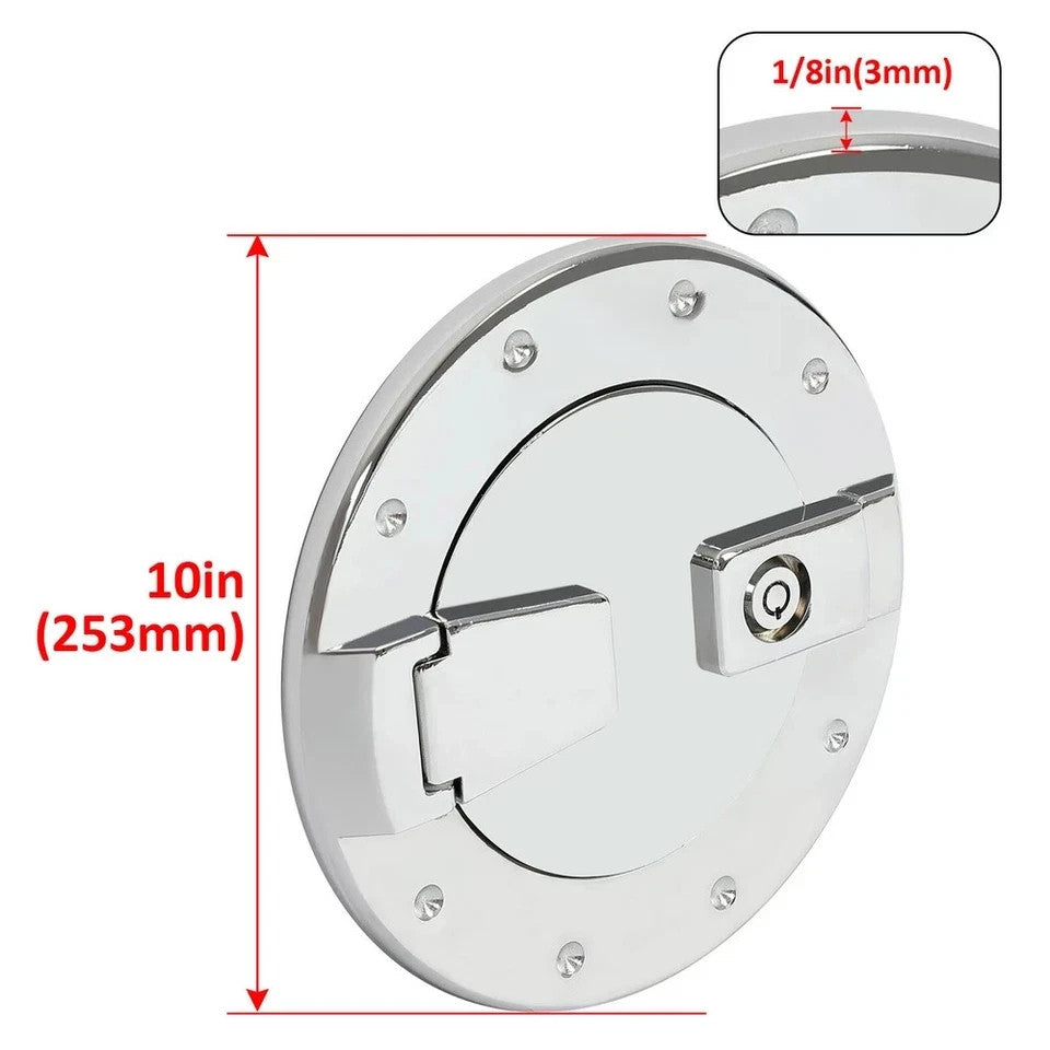 For Hummer H2 2003-09 Locking Fuel Door Gas Tank Cap Cover ALUMINUM Silvery New
