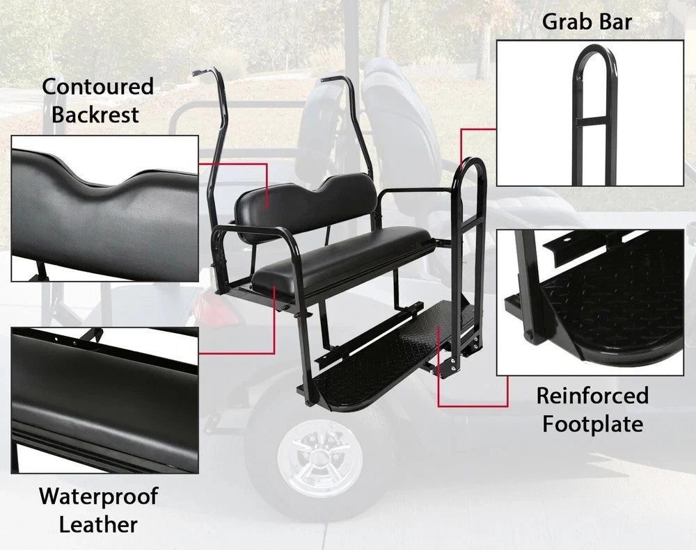 For 2000-2013 Club Car DS Rear Seat Kit Golf Cart Back Seat 400 lbs w/ Grab Bar