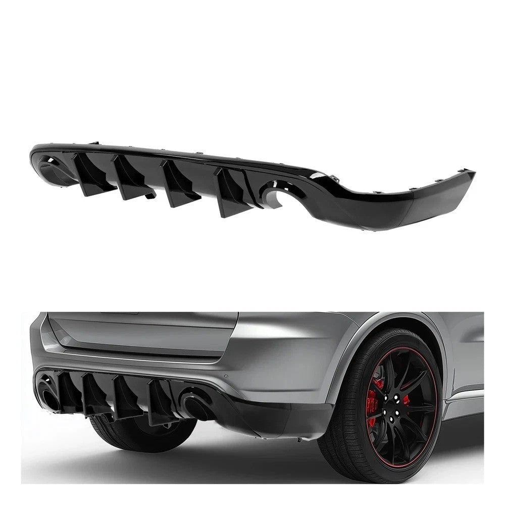 For 2011-2025 Dodge Durango Rear Bumper Lip Diffuser Dual Exhaust Glossy Black