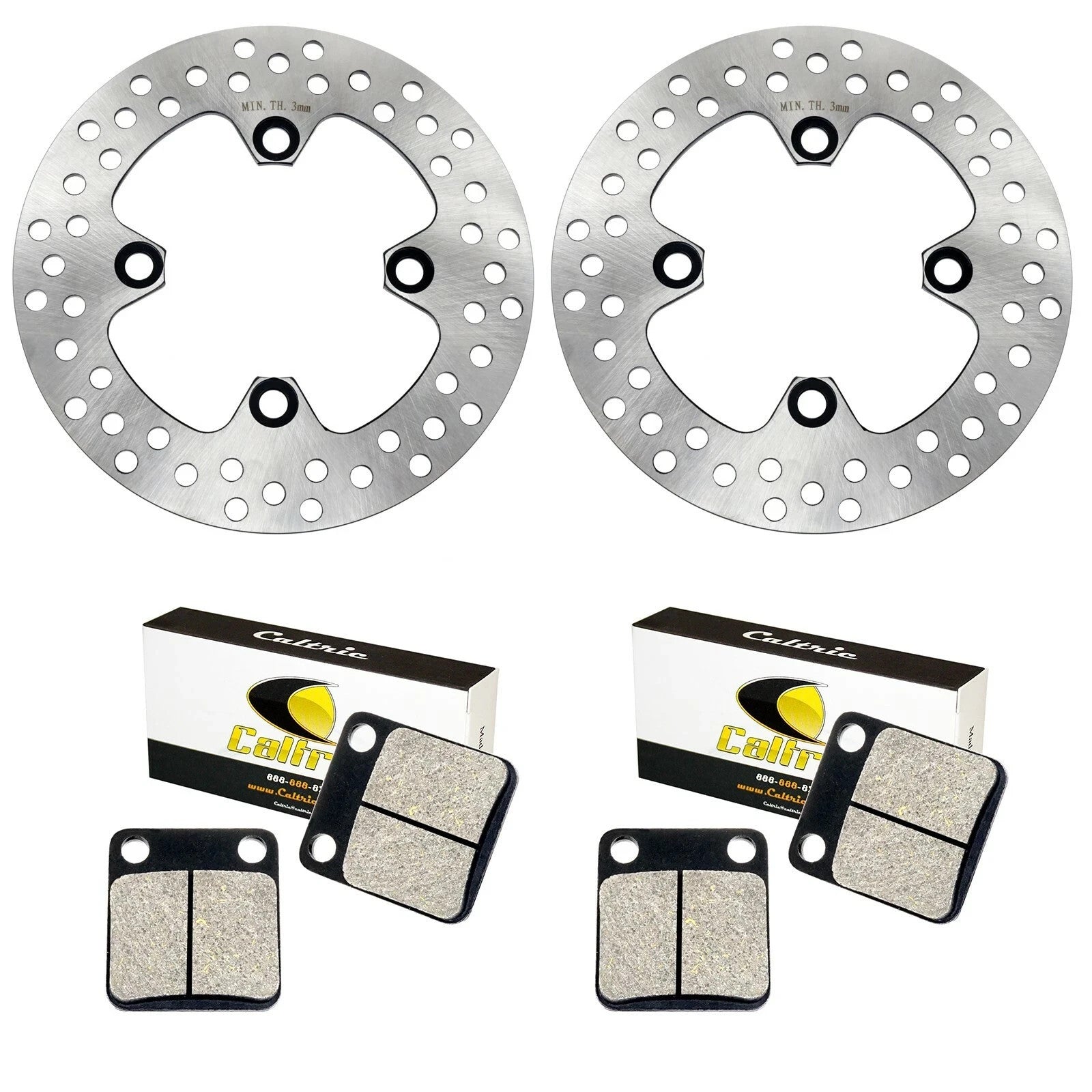 2 Front Brake Disc W/ Pad For Kawasaki Prairie 360 KVF360A KVF360B KVF360C 03-12