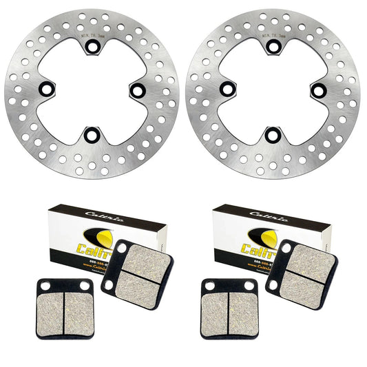 2 Front Brake Disc W/ Pad For Kawasaki Prairie 360 KVF360A KVF360B KVF360C 03-12