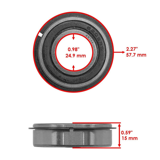 Caltric AM102888 Front & Rear Wheel Ball Bearing For John Deere Width 0.59"