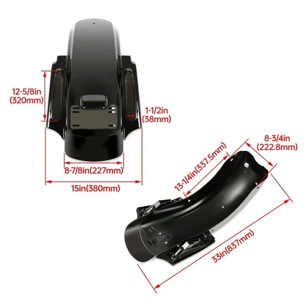 LED Black Rear Fender System For Harley Touring Street Electra Road Glide 09-13