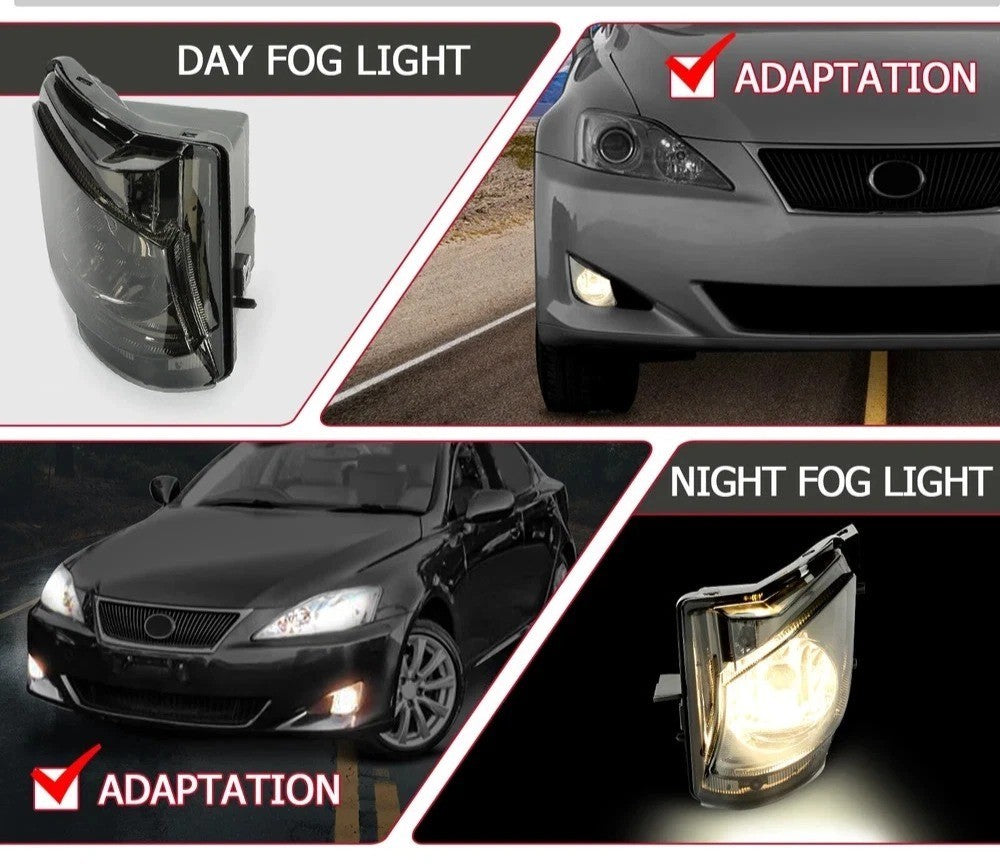 For Lexus IS250 IS350 2006-2010 Smoked Lens Fog Lights Driving Lamps Pair DOT