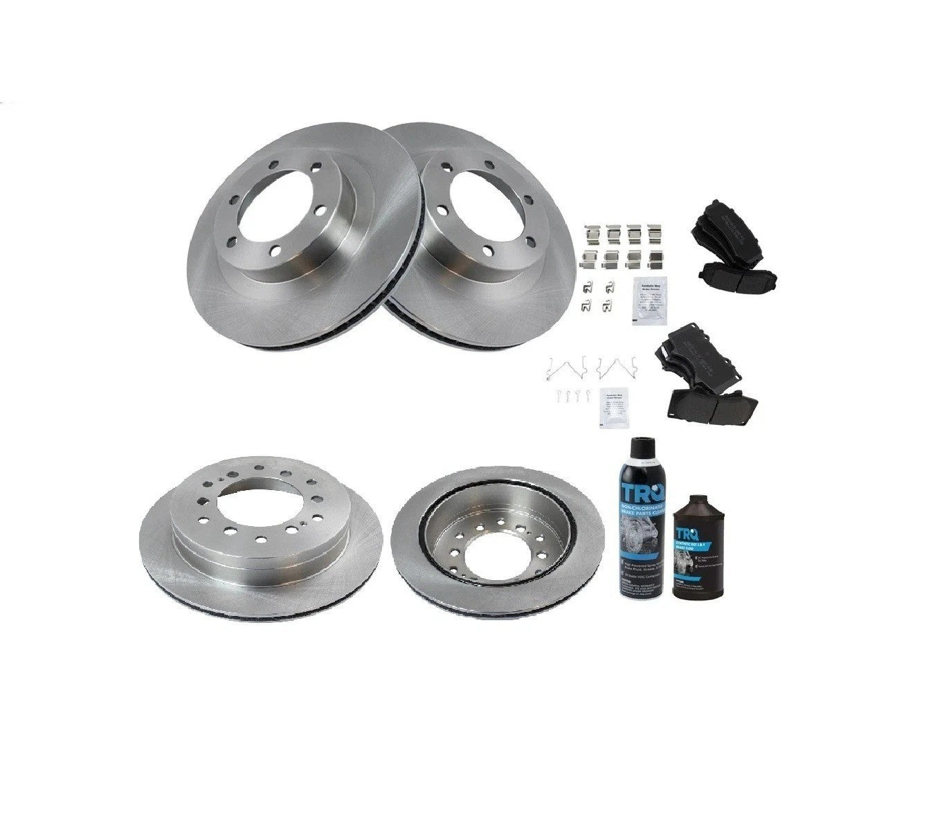 Semi Metallic Brake Pad & Rotor Kit Front & Rear w/Chemicals