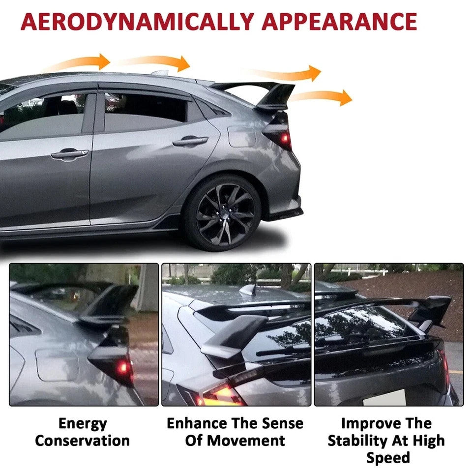 For 2016-2021 2017 Honda Civic Hatchback Type-R Rear Trunk Spoiler Matte Black