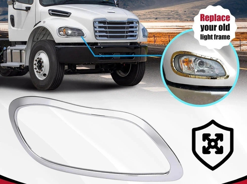 New Headlight Bezels Trims Chrome For Freightliner M2 Business Class 2002-2018