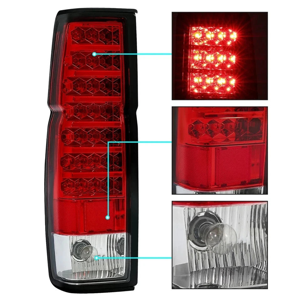 Red Clear LED Tail Lights Pair W/Bulb For Nissan D21 / Hardbody Pickup 1986-1997