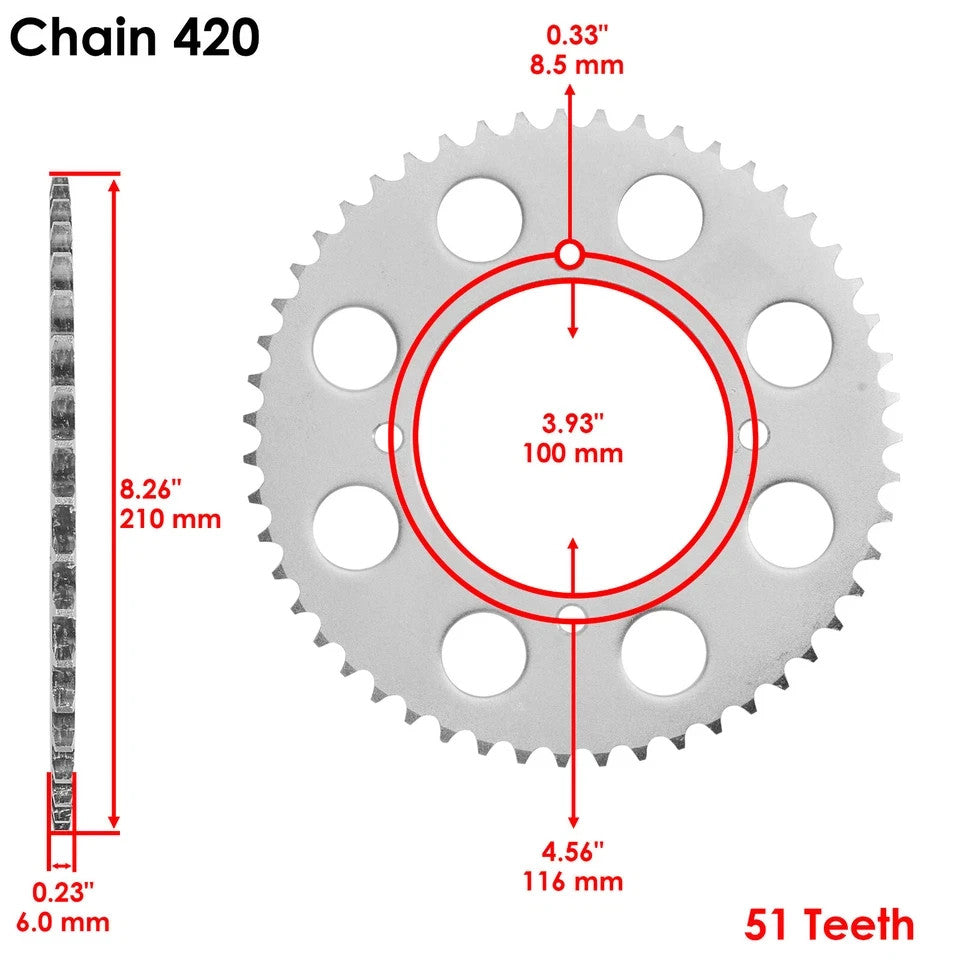 Drive Chain & Sprockets Kit for Kawasaki KX100 1998-2016