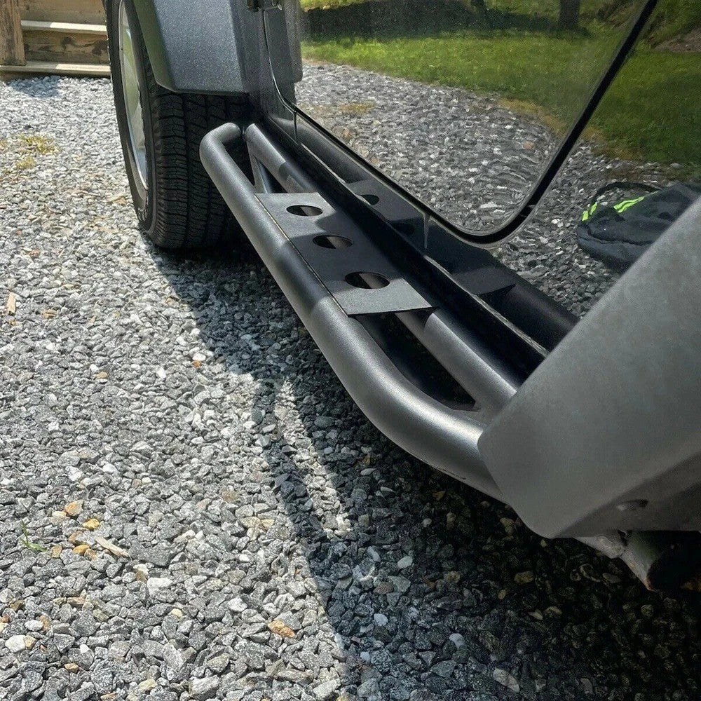 For 07-18 Jeep Wrangler JK 2-Door Black Side Armor Step Running Board Nerf Bars