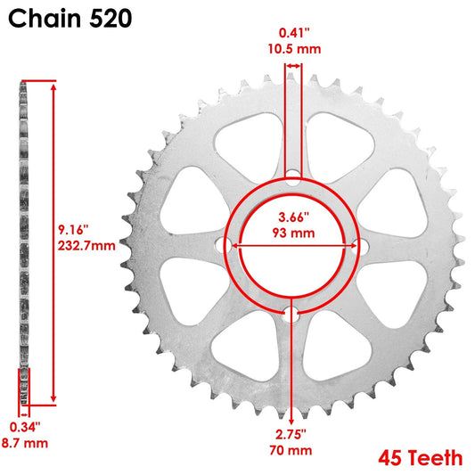 Drive Chain & Sprocket Kit for Kawasaki KZ400 1974-1980