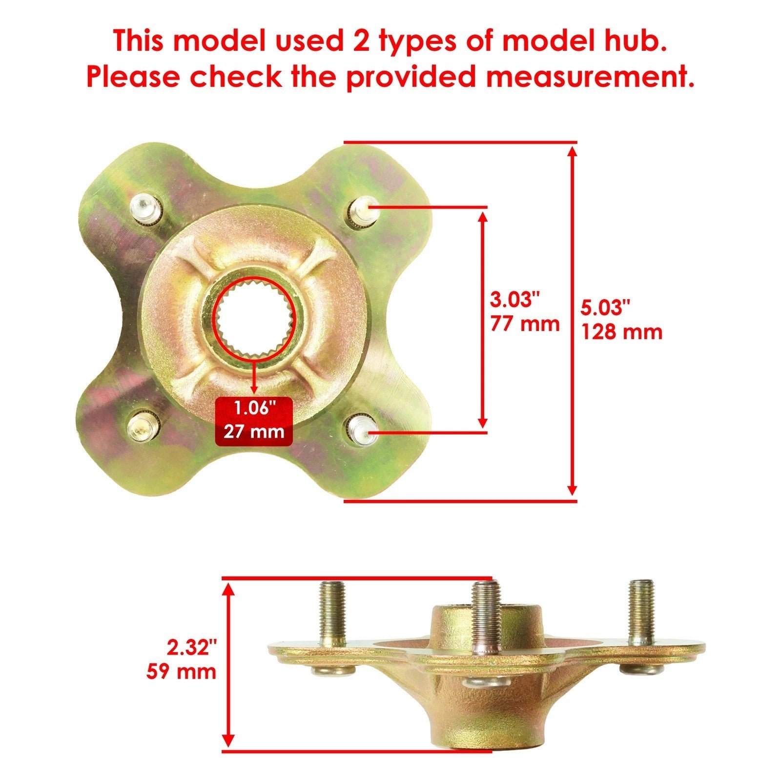 Rear Wheel Axle Hub for Yamaha Big Bear 400 YFM400 YFM400F 2X4 4X4 2000-2006