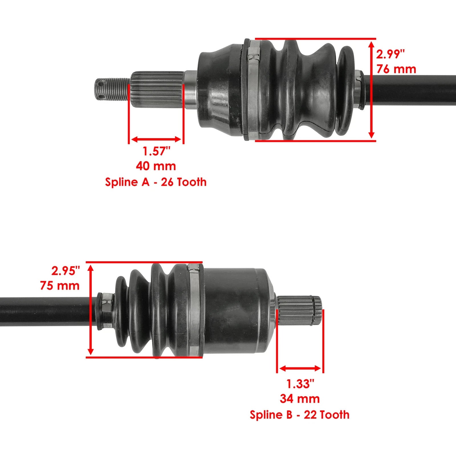 Front Left & Right Complete CV Joint Axles For Polaris RZR 900 60" 2015-2019