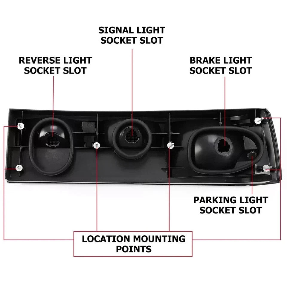 HECASA Smoked Tail Lights Brake Lamps For Ford Mustang 1987-1993 w/Bulbs DOT/SAE